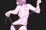  back black_panties breasts from_behind kaieda_hiroshi medium_breasts original panties pink_hair ribbon sideboob solo standing topless underwear underwear_only 