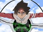  artist_request day eureka_seven eureka_seven_(series) lowres male_focus raglan_sleeves renton_thurston sky solo 