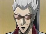  &gt;:) akagi close-up closed_mouth face hirayama_yukio looking_at_viewer male_focus pointy_nose screencap silver_hair smile solo spiked_hair sunglasses upper_body v-shaped_eyebrows 