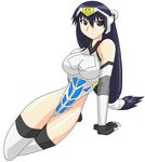  artist_request azumanga_daiou bad_anatomy cosplay kos-mos kos-mos_(cosplay) long_hair parody purple_eyes purple_hair sakaki solo thighhighs xenosaga 