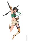  armpits black_hair final_fantasy final_fantasy_vii headband jumping ninja short_hair shuriken sleeveless sleeveless_turtleneck solo turtleneck yuffie_kisaragi yupii 