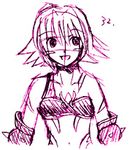  .hack//games 1girl black_rose_(.hack//) choker flipped_hair looking_to_the_side lowres monochrome pink short_hair smile solo upper_body white_background yuura_shiu 