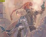  1girl armor arturia_shuttleheim asura_fantasy_online character_request kuga_tsukasa lowres omc sword weapon 