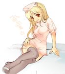  artist_request blonde_hair higurashi_no_naku_koro_ni nurse orange_eyes solo takano_miyo thighhighs translated 