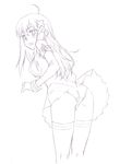  greyscale looking_back monochrome nyaou os-tan panties skirt skirt_lift solo thighhighs underwear xp-tan 