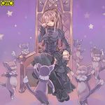  asura_fantasy_online boots cat dancing dress gothic kuga_tsukasa long_sleeves lowres omc solo thighhighs throne 