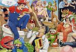  6+boys animal_ears bowser bullet_bill cannon cloud cosplay crown day famitsu goomba ishihara_goujin jpeg_artifacts koopa_troopa lemmy_koopa luigi mario mario_(series) morton_koopa_jr. multiple_boys mushroom piranha_plant princess_peach raccoon_ears realistic super_mario_bros. super_mario_bros._3 super_mushroom tail water_land_king wendy_o._koopa 