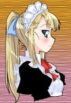  blonde_hair blue_eyes long_hair maid original ponytail solo tsurugi_yasuyuki 