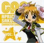  album_cover apricot_sakuraba character_name cover galaxy_angel galaxy_angel_rune highres long_sleeves non-web_source orange_hair salute short_twintails solo twintails uniform 
