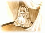  carnelian child curtains d:_sono_keshiki_no_mukougawa game_cg long_sleeves monochrome sad sepia solo yellow 