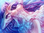  airi_(quilt) beach blush breasts carnelian game_cg large_breasts long_hair nipples pink_hair quilt_(game) ribbon solo twintails two_side_up wet 