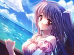  airi_(quilt) carnelian day game_cg jewelry long_hair necklace ocean outdoors pink_hair quilt_(game) solo twintails two_side_up 