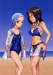  :o age_difference bangs beach bikini bikini_under_clothes black_hair blue_bikini blue_eyes blue_hair bracelet breasts brown_eyes camisole cleavage clothes_writing covered_nipples crop_top day dress eureka eureka_seven eureka_seven_(series) facial_mark gradient_hair groin hair_between_eyes hair_ornament hairclip highres holster jewelry large_breasts legs looking_at_viewer miniskirt multicolored_hair multiple_girls neck_ring nitta_kumi o-ring o-ring_bikini o-ring_bottom ocean one-piece_swimsuit open_clothes open_dress open_fly open_mouth outdoors pencil_skirt pinky_out police print_bikini school_swimsuit shirt_lift short_dress short_hair sideboob skirt skirt_pull sky small_breasts standing star star_print swimsuit swimsuit_under_clothes talho_yuuki tattoo thigh_holster thigh_strap undressing unzipped water wide_hips 