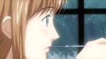  bangs blue_eyes brown_hair close-up closed_mouth eating eyebrows_visible_through_hair face from_side holding honey_and_clover indoors profile screencap shiny shiny_hair sidelocks solo spoon spoon_in_mouth upper_body window yamada_ayumi 