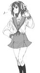  greyscale kita_high_school_uniform long_sleeves monochrome satou_atsuki school_uniform serafuku solo suzumiya_haruhi suzumiya_haruhi_no_yuuutsu 