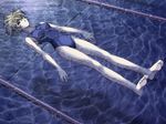  afloat barefoot carnelian competition_swimsuit dutch_angle feet from_above game_cg grey_hair lane_line legs lying moonlight night on_back one-piece_swimsuit ono_ikumi open_mouth partially_submerged pool re_leaf refraction shadow short_hair soles solo swimsuit toes water wet 