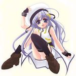  black_legwear frapowa hair_ornament hat lyrical_nanoha mahou_shoujo_lyrical_nanoha mahou_shoujo_lyrical_nanoha_a's mahou_shoujo_lyrical_nanoha_strikers panties pantyshot reinforce_zwei single_sock single_thighhigh socks solo thighhighs underwear white_panties x_hair_ornament 