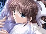  blue_eyes brown_hair character_request game_cg hug izumo minase_nanami multiple_girls yamamoto_kazue 