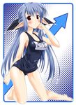  artist_request black_school_swimsuit blue_hair half_updo name_tag nerine one-piece_swimsuit school_swimsuit shuffle! solo swimsuit 