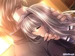  1girl chin_rest comforting game_cg hand_on_another's_head hug izumo izumo_2 kitagawa_mai school_uniform tears yamamoto_kazue 