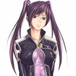  breasts covered_nipples d.gray-man jacket lenalee_lee long_hair long_sleeves medium_breasts mosha purple_eyes purple_hair shirt solo tight_shirt twintails 