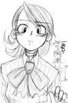  blush bow choker greyscale kirijou_mitsuru mike156 monochrome multiple_girls persona persona_3 ribbon school_uniform short_hair simple_background takeba_yukari 