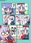  :o =_= ? animal_ears blue_eyes blue_hair blush blush_stickers bunny_ears cirno comic english hard_translated hat herada_mitsuru multiple_girls necktie nurse_cap o_o open_mouth purple_hair red_eyes reisen_udongein_inaba silver_hair spoken_question_mark touhou translated v-shaped_eyebrows yagokoro_eirin 