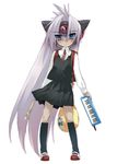  :&lt; backpack bag blue_eyes blush casual cyborg hairan highres instrument keyboard_(instrument) kneehighs long_hair long_sleeves melodica randoseru recorder robot_ears school_uniform silver_hair socks solo t-elos xenosaga xenosaga_episode_iii 