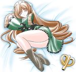  closed_eyes imai_kazunari legs long_hair long_sleeves rozen_maiden sleeping solo suiseiseki very_long_hair 