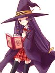  ayase_yue hat kotonemaru long_sleeves mahou_sensei_negima! plaid plaid_skirt skirt solo thighhighs witch_hat 