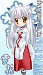  animal_ears chibi chihaya_(clothing) fox_ears japanese_clothes long_sleeves nakajima_konta original setsuka_(snow_fox) solo 