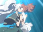  aoi_nagisa blurry hanazono_shizuma highres kiss multiple_girls school_uniform screencap strawberry_panic! underwater yuri 