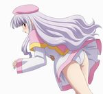  ass azmaria_hendric back beret chrono_crusade dress duplicate dutch_angle hat long_hair long_sleeves looking_back multicolored multicolored_clothes multicolored_dress panties pantyshot pantyshot_(standing) red_eyes solo standing sugimura_tomokazu underwear upskirt white_hair white_panties 