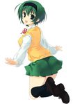  green_hair long_sleeves mizuki_makoto school_uniform solo sweater sweater_vest to_heart_2 vest yoshioka_chie 