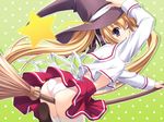  ass broom broom_riding fujimiya_chisa gift_(game) gift_eternal_rainbow long_sleeves mitha panties solo straddling thighhighs underwear white_legwear white_panties witch 