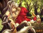  animal_ears big_bad_wolf_(grimm) blonde_hair duplicate elbow_gloves gloves grimm's_fairy_tales little_red_riding_hood little_red_riding_hood_(grimm) multiple_girls sakura_shio thighhighs yuri 