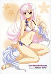  barefoot bikini breasts long_hair lucy_maria_misora medium_breasts pink_hair red_eyes scarf soles solo swimsuit to_heart_2 toes white_bikini yano_takumi 