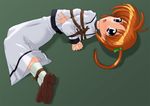  bad_anatomy bdsm bondage bound breast_bondage jacket kannazuki_okuto lyrical_nanoha mahou_shoujo_lyrical_nanoha orange_hair rope school_uniform seishou_elementary_school_uniform shibari shoes skirt socks solo takamachi_nanoha 