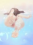  artist_request ass barefoot bikini cameltoe copyright_request feet foreshortening jpeg_artifacts long_hair pov_feet soles solo swimming swimsuit toes water wet 