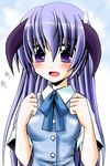  hanyuu higurashi_no_naku_koro_ni long_hair open_mouth otoki_raku purple_eyes purple_hair school_uniform solo sweatdrop 
