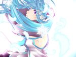  aqua_hair blue_eyes feathers hatsune_miku long_hair skirt snow tie vocaloid 