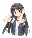  akiyama_mio black_eyes black_hair casual headphones k-on! long_hair macchaume solo vest 