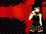  black_hair gothic long_hair red_eyes skirt thigh-highs tie twintails 