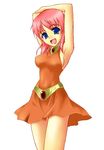  1girl armpits arms_up blue_eyes female final_fantasy final_fantasy_v lenna_charlotte_tycoon open_mouth pink_hair short_hair simple_background solo tekuteku_(pixiv) uchouten white_background 
