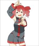  armpits bad_id bad_pixiv_id detached_sleeves drill_hair kasane_teto oguro_(moyashi_2-hon) pointing red_eyes red_hair solo thighhighs twin_drills twintails utau 