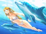  bikini blonde_hair blue_eyes dolphin freediving game_cg honami_yui long_hair min-naraken non-web_source see_in_ao solo swimming swimsuit twintails underwater 