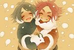  child eyebrows fubuki_atsuya fubuki_shirou inazuma_eleven inazuma_eleven_(series) mittens scarf shota smile snow snow_bunny 