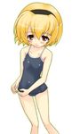  blonde_hair higurashi_no_naku_koro_ni houjou_satoko one-piece_swimsuit school_swimsuit shiwo solo swimsuit 