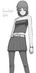  bare_shoulders greyscale gunslinger_girl monochrome pantyhose petrushka short_hair skirt solo yu_65026 