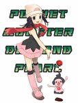  beanie boots copyright_name gen_4_pokemon hat hikari_(pokemon) lowres mime_jr. miniskirt pink_footwear poke_ball pokemon pokemon_(creature) sekiya_asami skirt throwing_poke_ball 